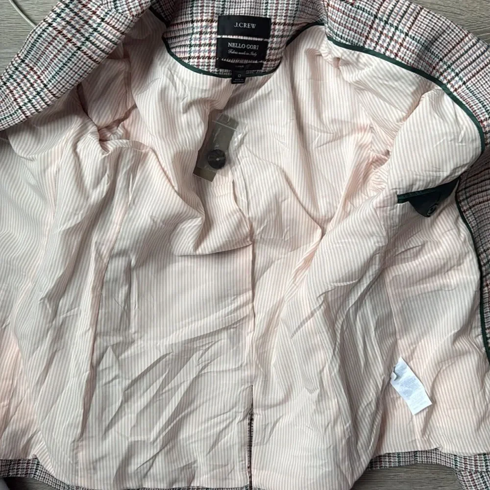 NEW J crew Parke blazer in ivory plaid Italian wool Size 0